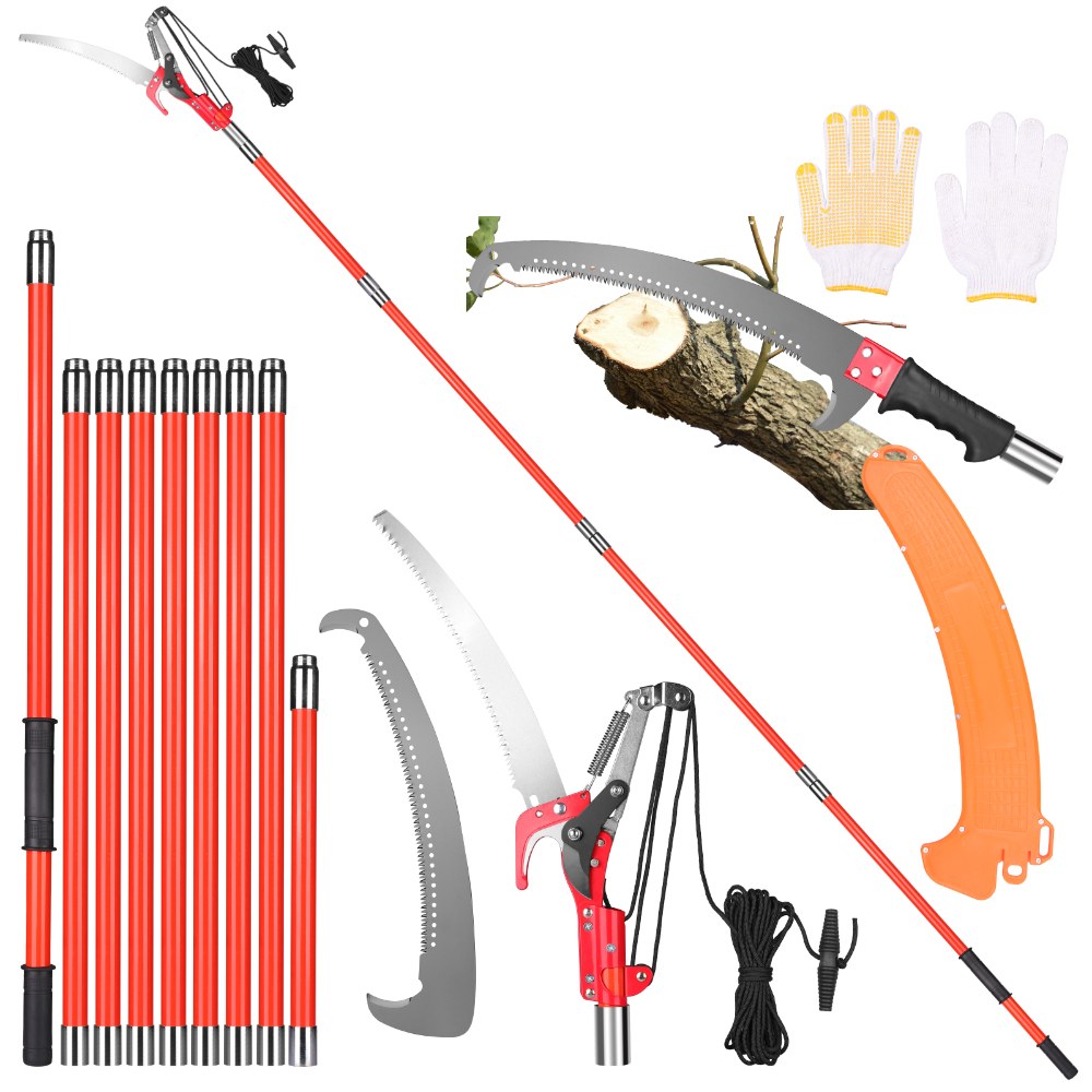 Inoamity Telescopic Loppers & Tree Saw 9m Professional Set, 2-in-1 Telescopic Handle Secateurs Adjustable Length Gardening Tool Set, Hand Saw Pole Saw for Fruit Tree Pruning, Gardening & Storm Damage
