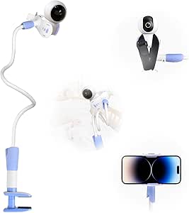 Inoamity Baby Monitor Mount Universal – 360° Double Arm Adjustable, No Drilling Required, Compatible with 90% of Baby Monitor Models, Anti-Slip Clamp & Magnesium Alloy (85 cm, Portable)